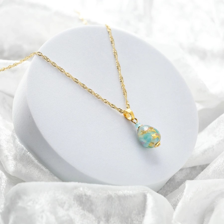 Lampglas Náhrdelník Mist Nude s&nbsp;24karátovým zlatem NNM9/AG/POZ 45 cm - Náhrdelníky