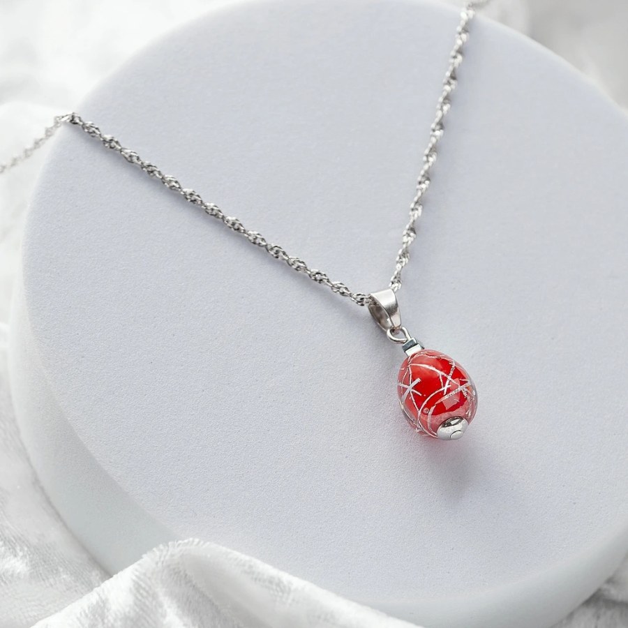 Lampglas Náhrdelník Rouge Nude s&nbsp;ryzím stříbrem NNM8/AG/RHO 50 cm - Náhrdelníky