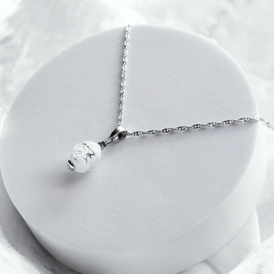 Lampglas Náhrdelník Snow Nude s&nbsp;ryzím stříbrem NNM6/AG/RHO 45 cm - Náhrdelníky