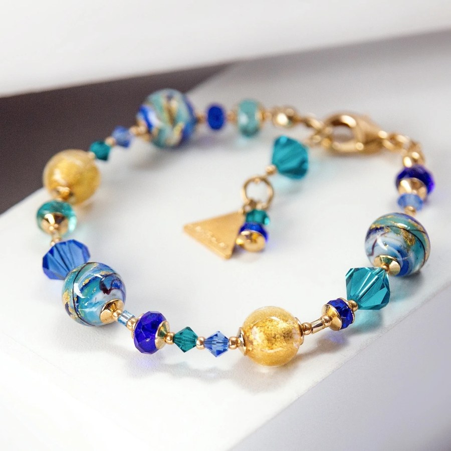 Lampglas Náramek Blue Capsule s&nbsp;24karátovým zlatem v&nbsp;perlách Lampglas BP6 - Náramky Korálkové náramky