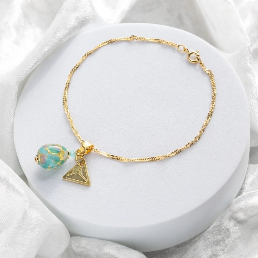 Lampglas Náramek Mist Nude s&nbsp;24karátovým zlatem BNM9/AG/POZ 17 cm - Náramky Náramky s&nbsp;přívěsky