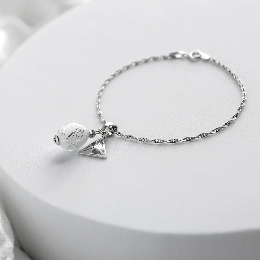 Lampglas Náramek Snow Nude s&nbsp;ryzím stříbrem BNM6/AG/RHO 19 cm - Náramky Náramky s&nbsp;přívěsky