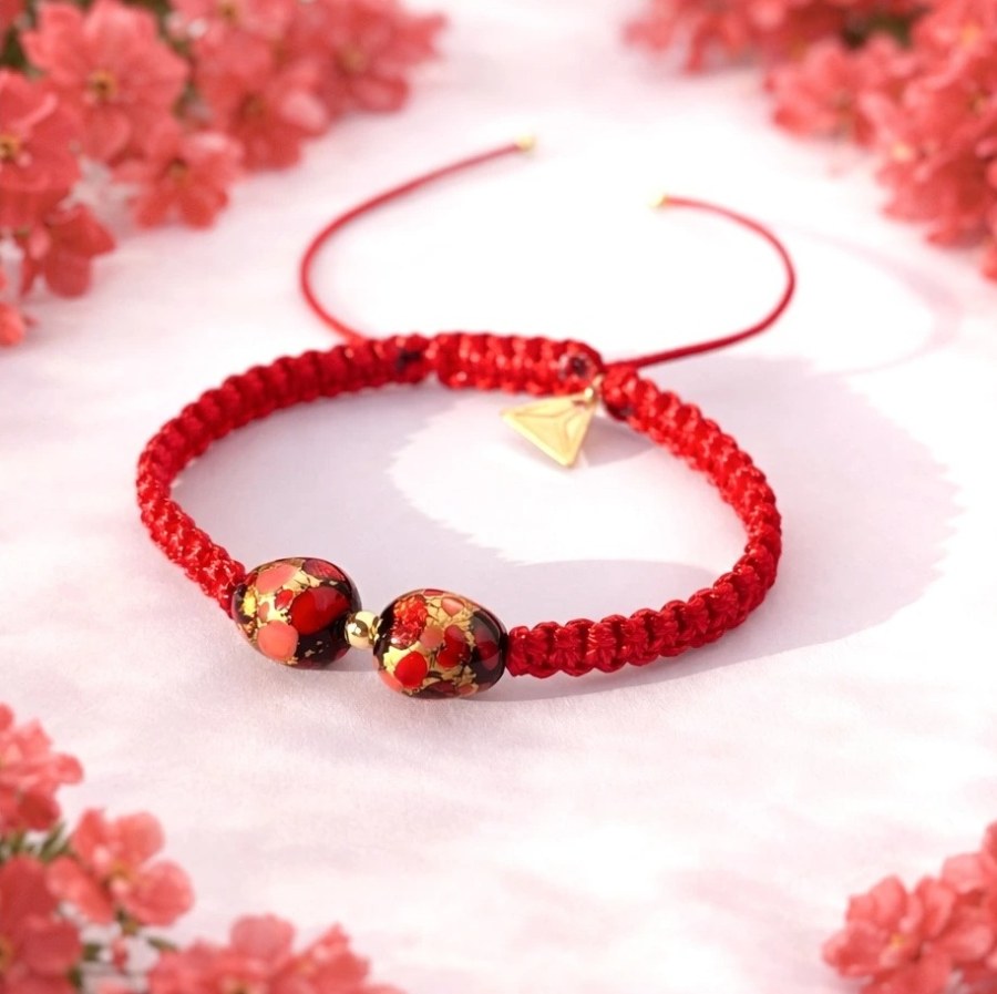 Lampglas Náramek Vermilion Nude s&nbsp;24karátovým zlatem v&nbsp;perlách Lampglas BNM2/TEX - Náramky Kabala náramky