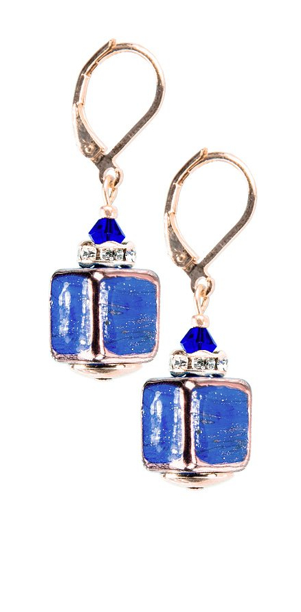 Lampglas Nebesky modré dámské náušnice Triple Blue z perel Lampglas ECU28 - Náušnice Visací náušnice