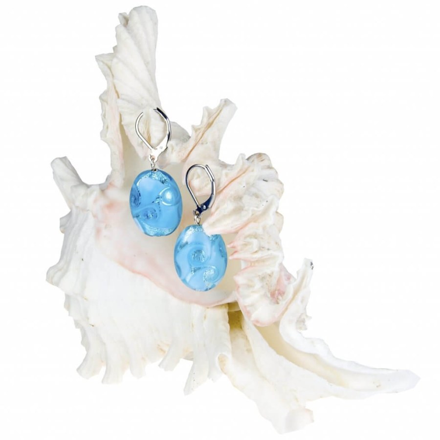 Lampglas Něžné náušnice Blue Lace z perel Lampglas s ryzím stříbrem EP4 - Náušnice Visací náušnice