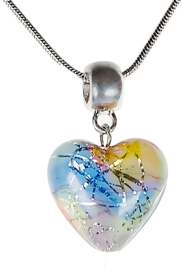 Lampglas Něžný náhrdelník Romantic Heart s perlou Lampglas s ryzím stříbrem NLH6 - Náhrdelníky