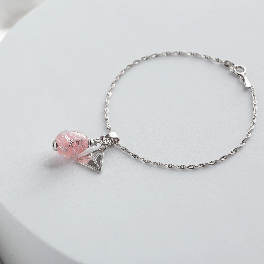 Lampglas Náramek Soft Pink Nude s&nbsp;ryzím stříbrem BNM5/AG/RHO 19 cm - Náramky Náramky s&nbsp;přívěsky