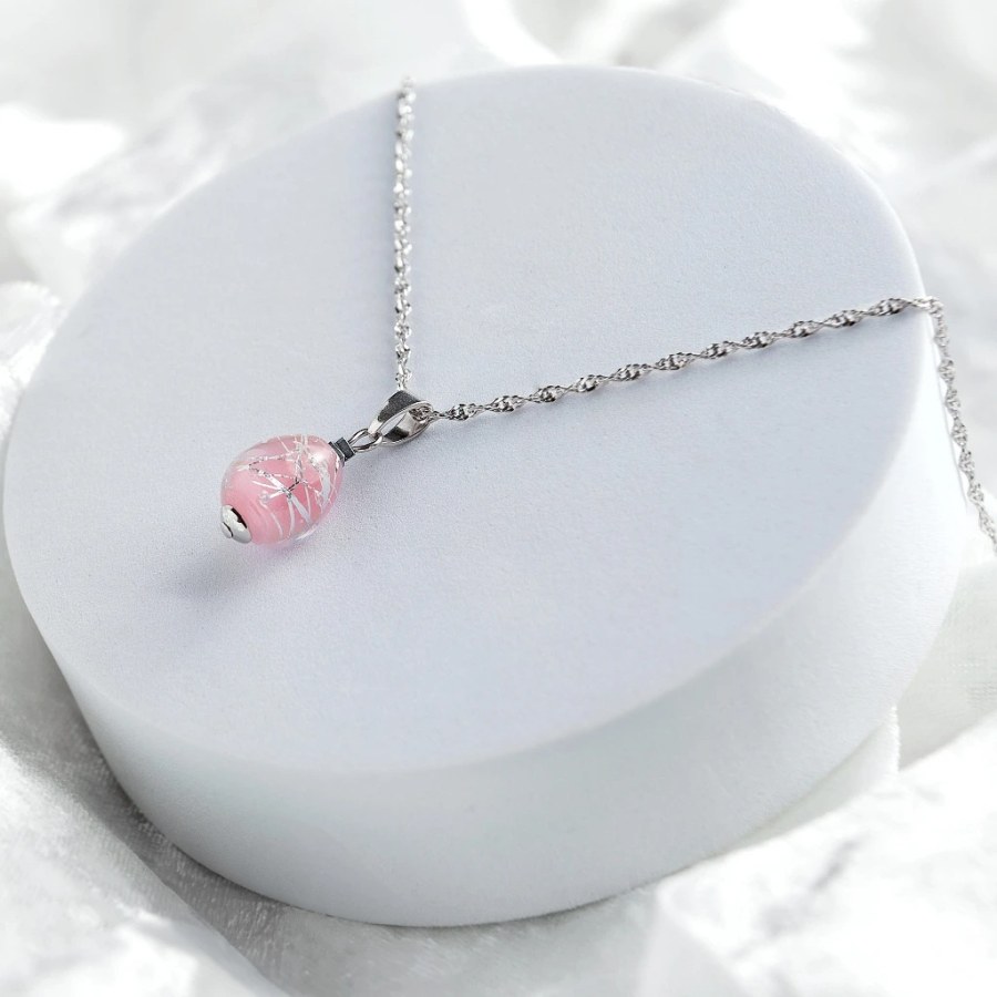 Lampglas Náhrdelník Soft Pink Nude s&nbsp;ryzím stříbrem NNM5/AG/RHO 50 cm - Náhrdelníky