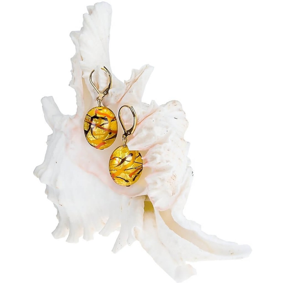 Lampglas Originální náušnice Sunny Meadow z perel Lampglas s 24karátovým zlatem EP16 - Náušnice Visací náušnice