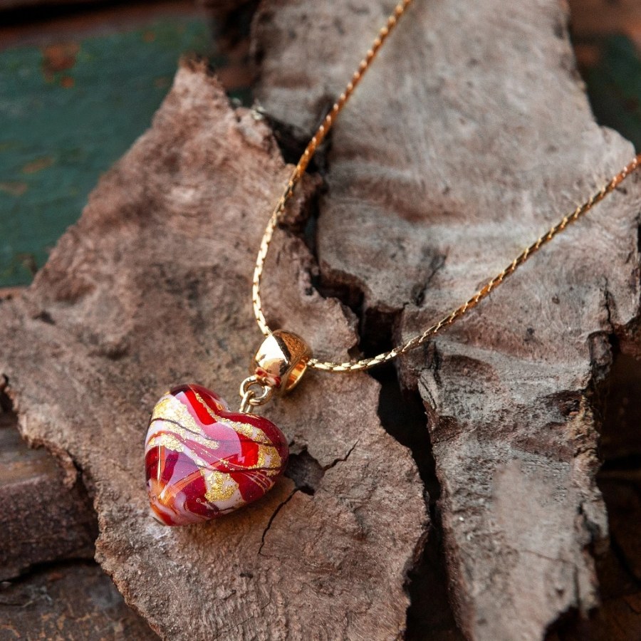 Lampglas Pozlacený náhrdelník Cherry Heart s&nbsp;24karátovým zlatem v&nbsp;perle Lampglas NLH52/POZ - Náhrdelníky