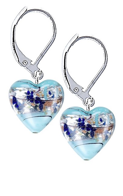 Lampglas Půvabné náušnice Ice Heart s ryzím stříbrem v perlách Lampglas ELH29
