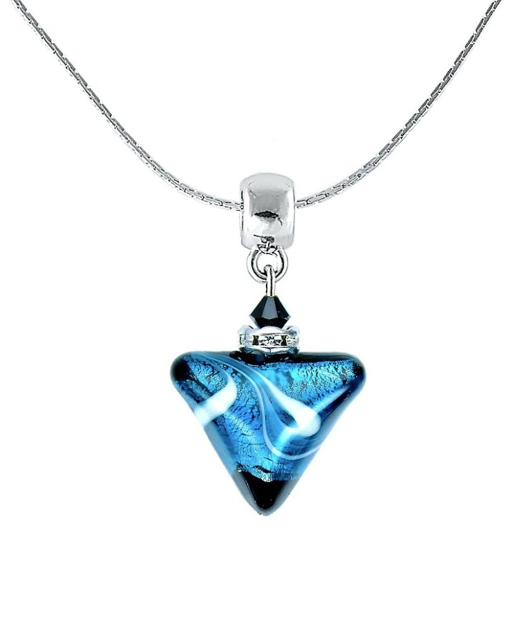 Lampglas Půvabný náhrdelník Sea Wave Triangle s ryzím stříbrem v perle Lampglas NTA12 - Náhrdelníky