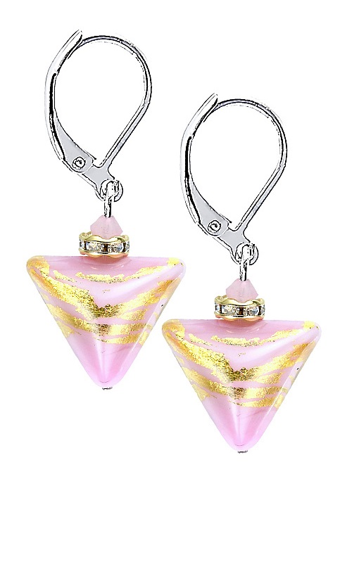 Lampglas Romantické náušnice Sweet Rose Triangle s 24karátovým zlatem v perlách Lampglas ETA9 - Náušnice Visací náušnice