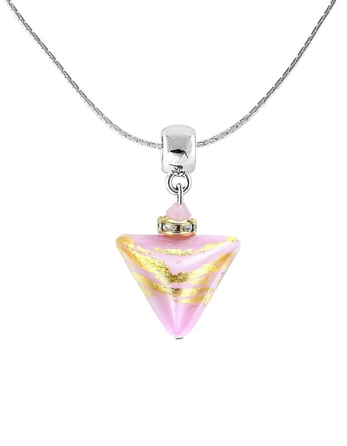 Lampglas Romantický náhrdelník Sweet Rose Triangle s 24karátovým zlatem v perle Lampglas NTA9 - Náhrdelníky