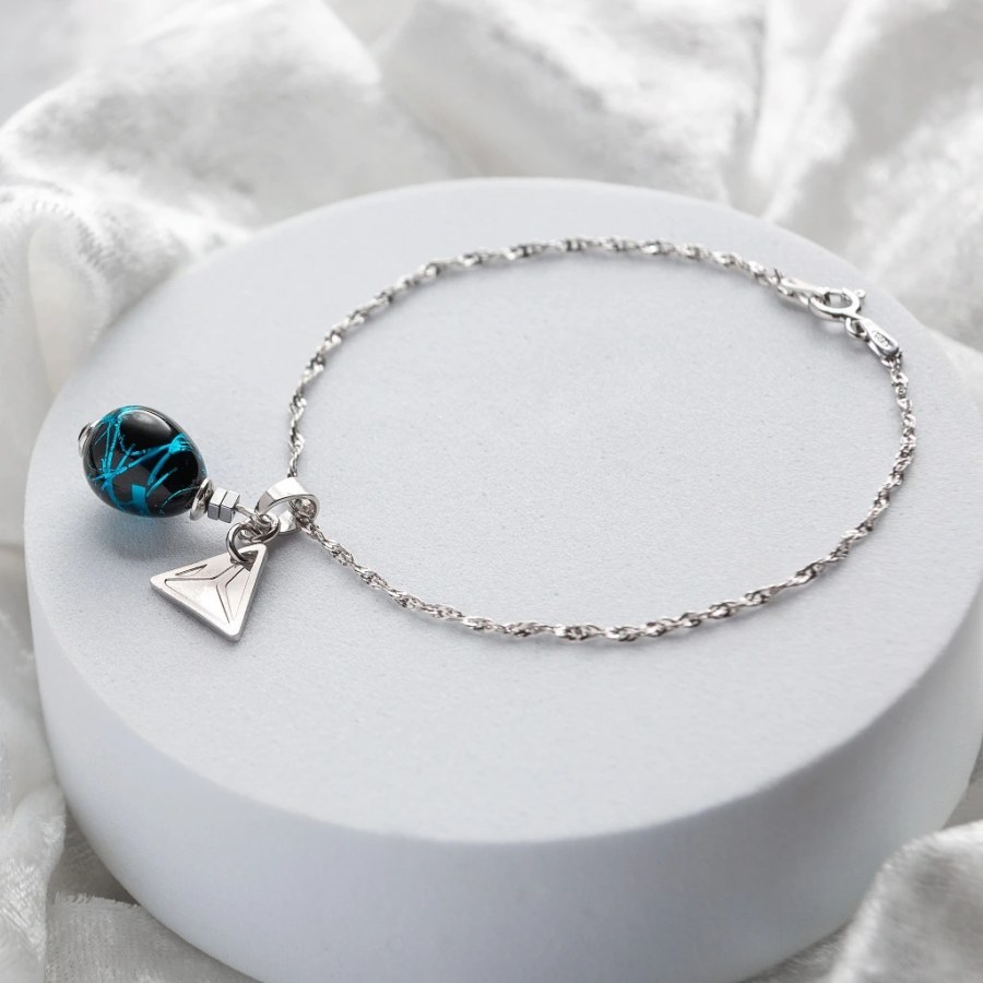 Lampglas Náramek Cobalt Nude s&nbsp;ryzím stříbrem BNM3/AG/RHO 19 cm - Náramky Náramky s&nbsp;přívěsky