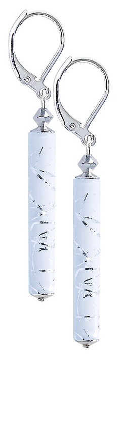 Lampglas Sněhobílé náušnice Ice Peak s ryzím stříbrem v perlách Lampglas EPR23 - Náušnice Dlouhé náušnice