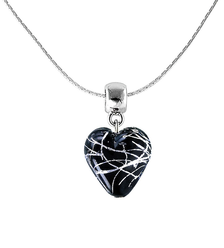 Lampglas Tajemný náhrdelník Black Pearl s ryzím stříbrem v perle Lampglas NLH19 - Náhrdelníky