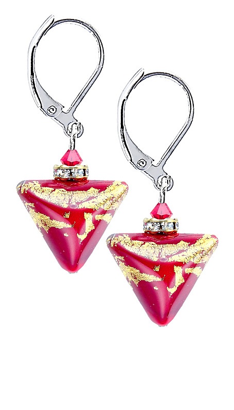 Lampglas Vášnivé náušnice Passionate Story Triangle s 24karátovým zlatem v perlách Lampglas ETA6 - Náušnice Visací náušnice