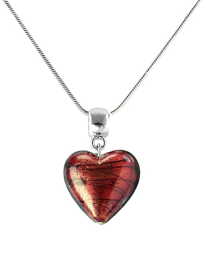 Lampglas Výrazný náhrdelník Fire Heart s 24karátovým zlatem v perle Lampglas NLH23 - Náhrdelníky