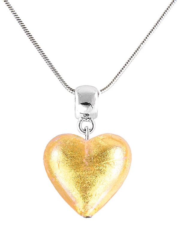 Lampglas Zářivý náhrdelník Golden Heart s 24karátovým zlatem v perle Lampglas NLH24 - Náhrdelníky