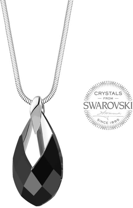 Levien Dámský náhrdelník s černým krystalem Pear Metcap - Náhrdelníky