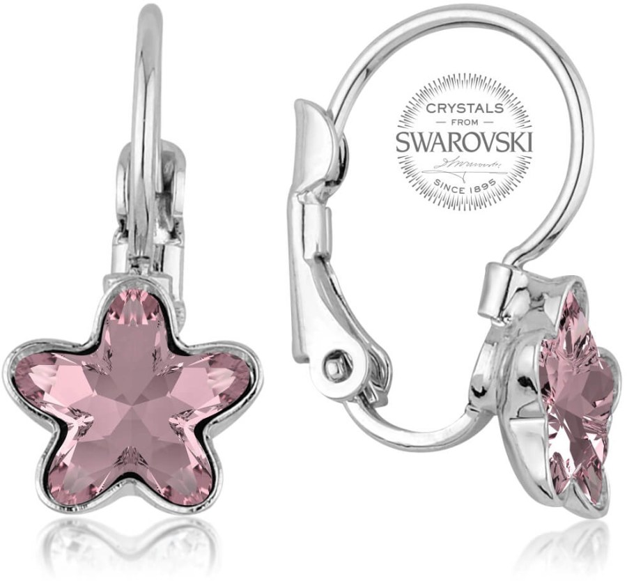 Levien Dívčí náušnice s růžovým krystalem STARBLOOM - Náušnice Visací náušnice