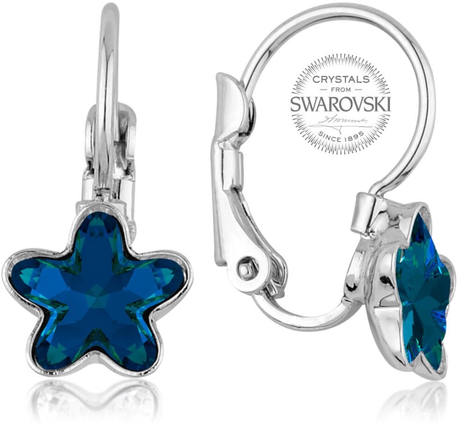 Levien Dívčí náušnice s modrým krystalem STARBLOOM - Náušnice Visací náušnice