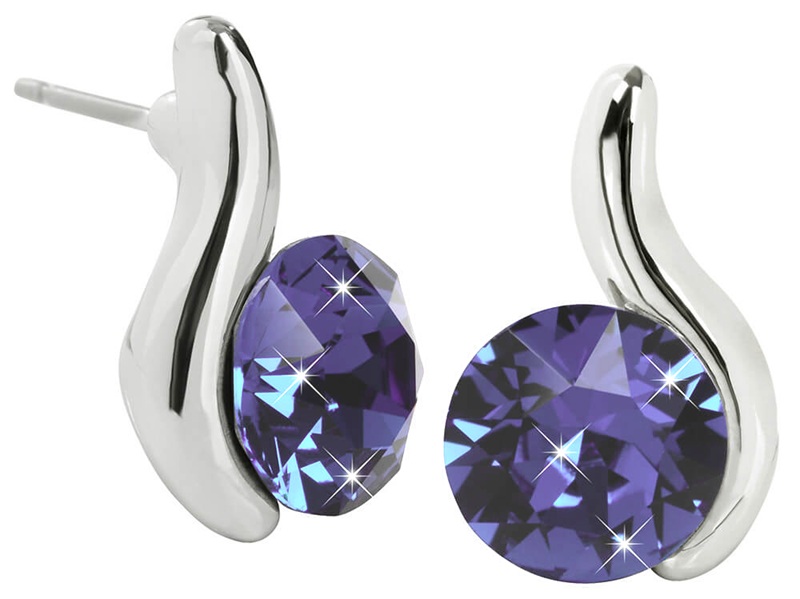 Levien Elegantní náušnice Chaton Wave Tanzanite - Náušnice Visací náušnice