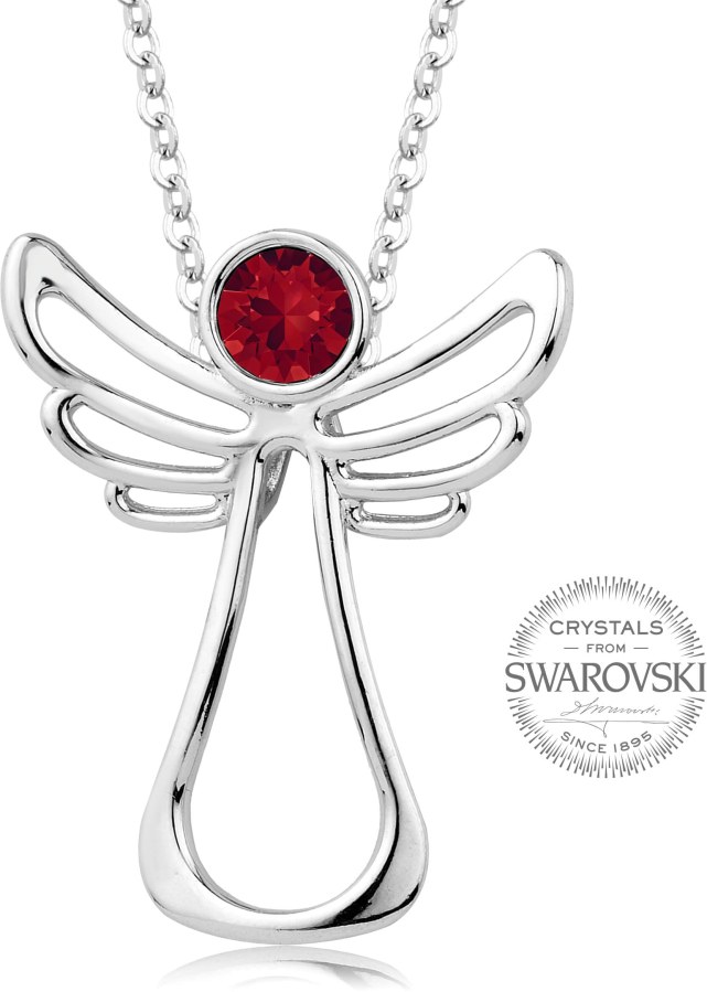 Levien Náhrdelník s červeným krystalem Guardian Angel - Náhrdelníky