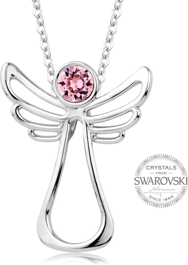 Levien Náhrdelník s růžovým krystalem Guardian Angel - Náhrdelníky