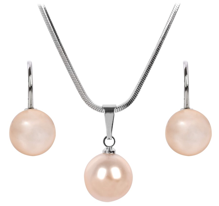 Levien Půvabná sada náhrdelníku a náušnic Pearl Peach - Sety šperků Soupravy šperků