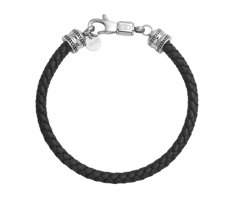 Liu Jo Černý kožený náramek pro muže MLJ670 - Náramky Kožené náramky