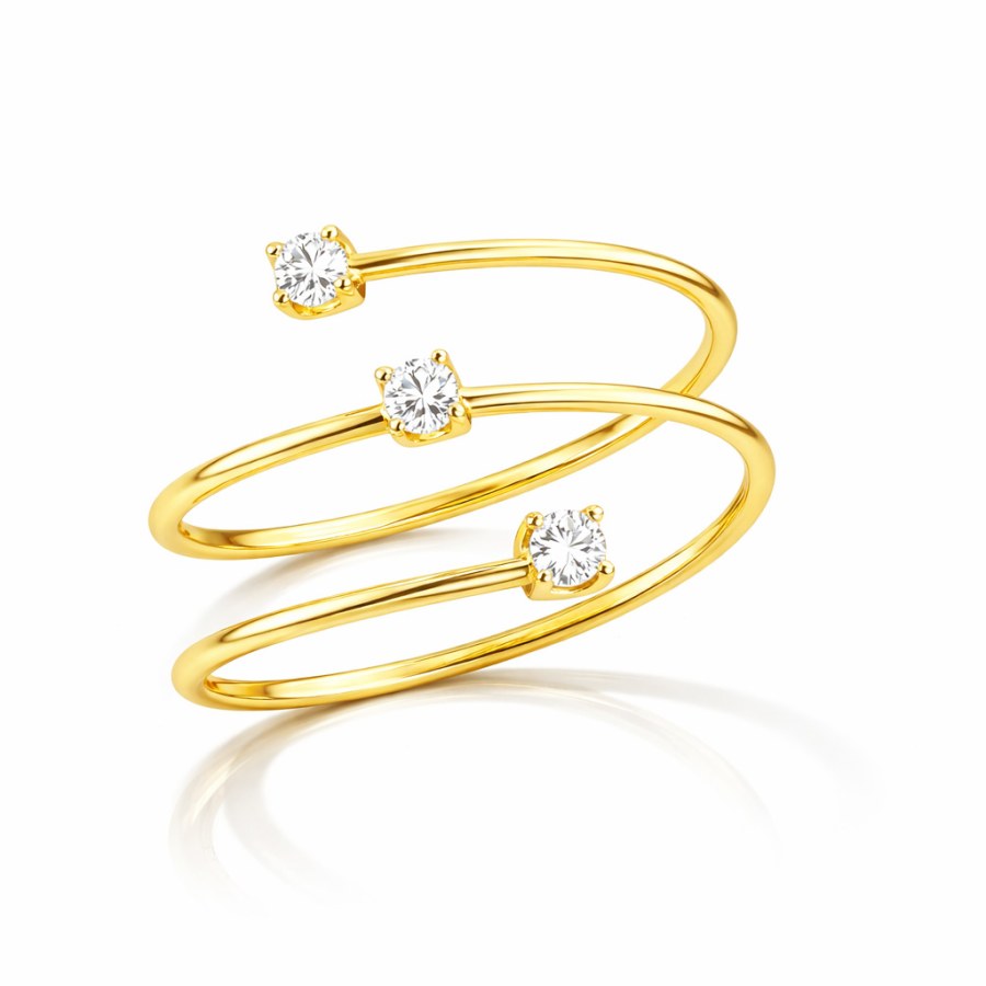 Liu Jo Designový pozlacený otevřený prsten se zirkony LJ2490M 50 mm - Prsteny Prsteny s&nbsp;kamínkem