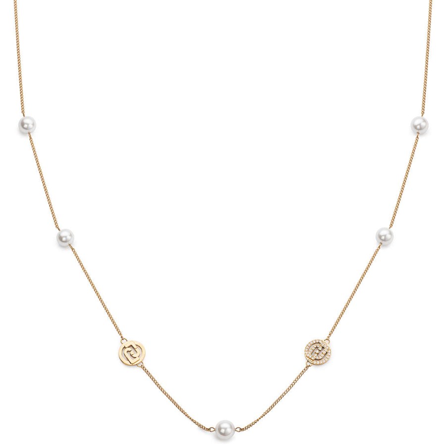 Liu Jo Dlouhý pozlacený náhrdelník s perlami a logy Fashion LJ2095 - Náhrdelníky