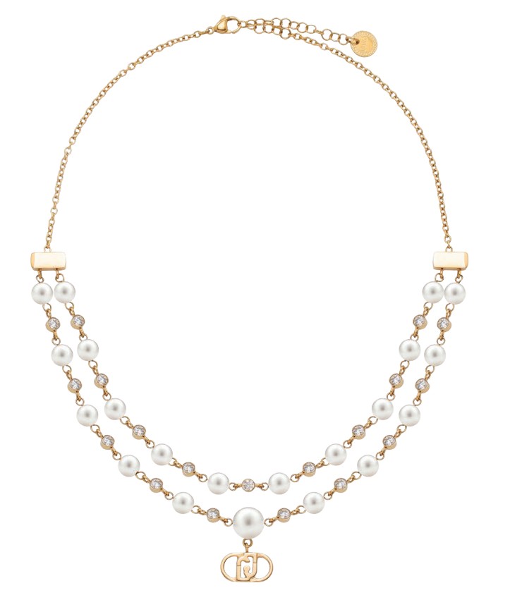Liu Jo Dvojitý pozlacený náhrdelník s&nbsp;perlami Stones LJ3169 - Náhrdelníky Perlové náhrdelníky