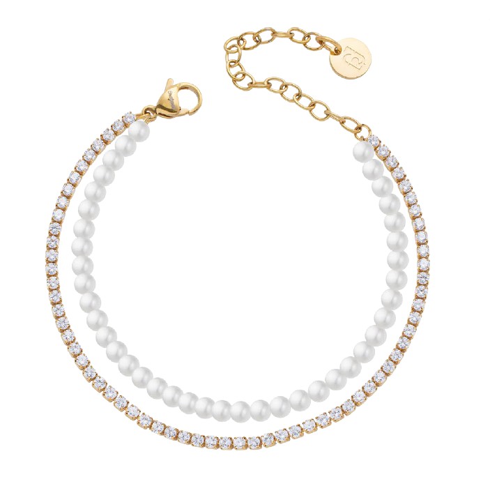 Liu Jo Dvojitý pozlacený náramek se syntetickými perlami LJ3027 - Náramky Perlové náramky