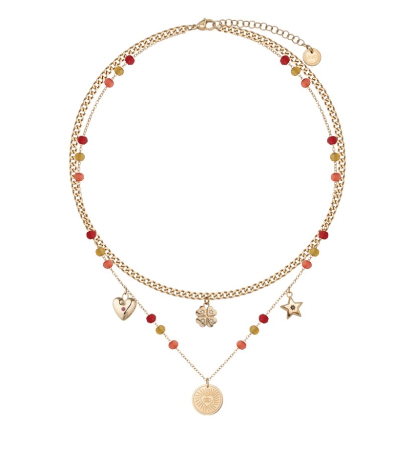 Liu Jo Luxusní pozlacený náhrdelník s&nbsp;přívěsky Icones LJ3179 - Náhrdelníky Náhrdelníky s&nbsp;korálky