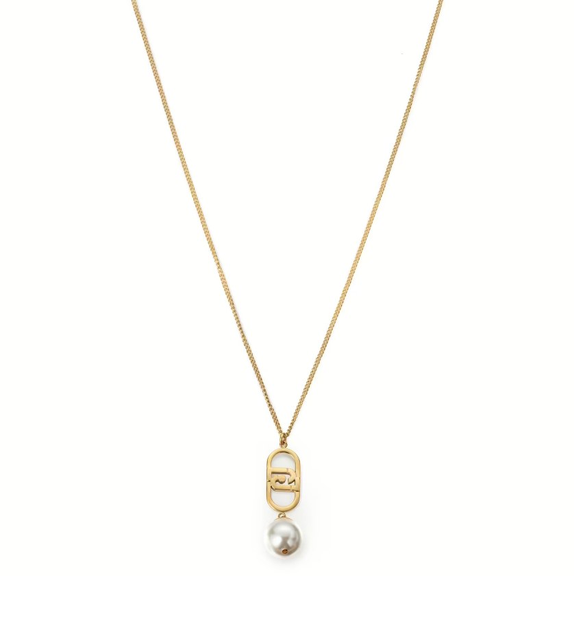 Liu Jo Pozlacený náhrdelník s logem a perlou Fashion LJ2208 - Náhrdelníky