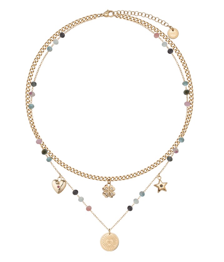 Liu Jo Pozlacený náhrdelník s přívěsky Icones LJ3181