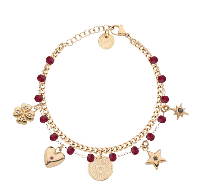 Liu Jo Pozlacený náramek s&nbsp;přívěsky Icones LJ3178 - Náramky Náramky s&nbsp;přívěsky