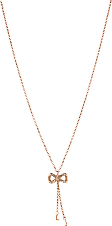 Liu Jo Růžově pozlacený ocelový náhrdelník s mašličkou LJ1290
