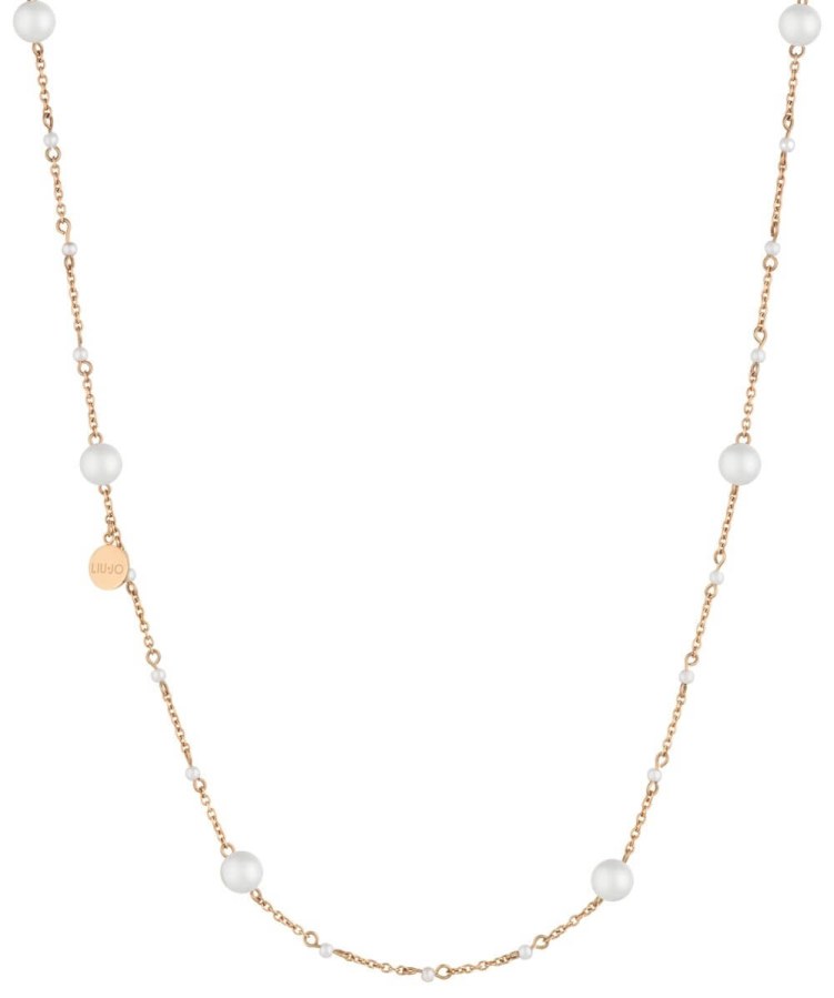 Liu Jo Růžově zlacený ocelový náhrdelník s perličkami LJ1506 - Náhrdelníky