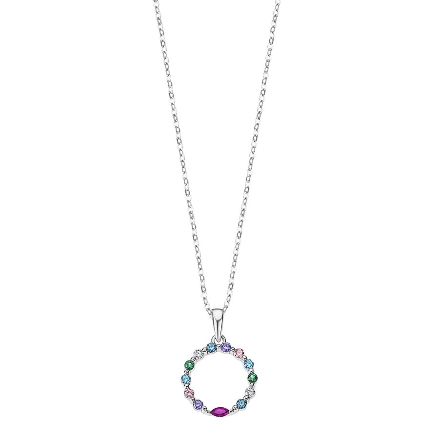 Lotus Silver Designový stříbrný náhrdelník se třpytivým kroužkem LP3246-1/1