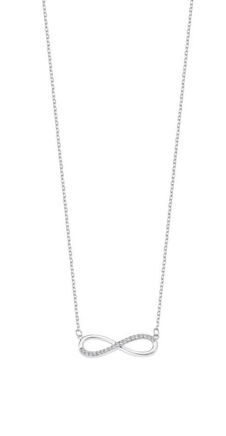 Lotus Silver Třpytivý stříbrný náhrdelník s čirými zirkony Nekonečno LP1872-1/1 - Náhrdelníky