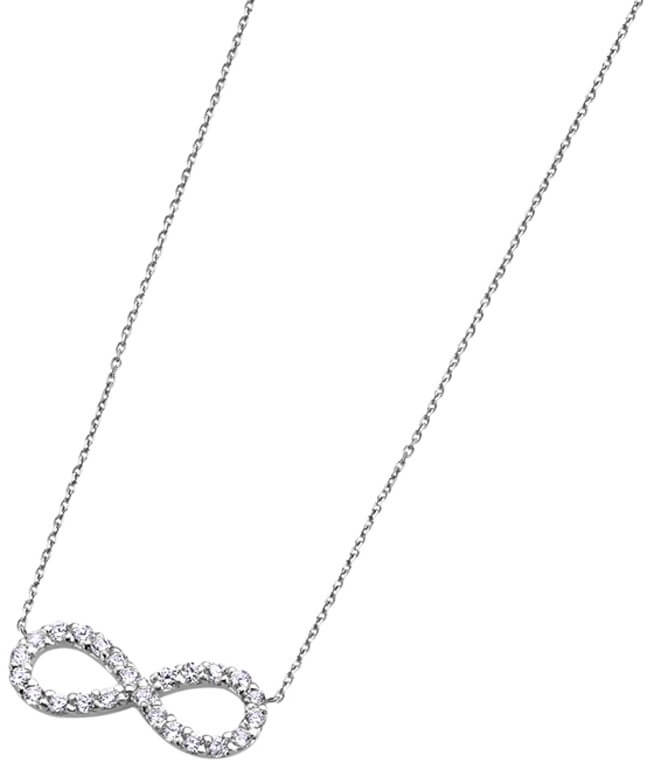 Lotus Silver Třpytivý stříbrný náhrdelník s čirými zirkony Nekonečno LP1253-1/1 - Náhrdelníky
