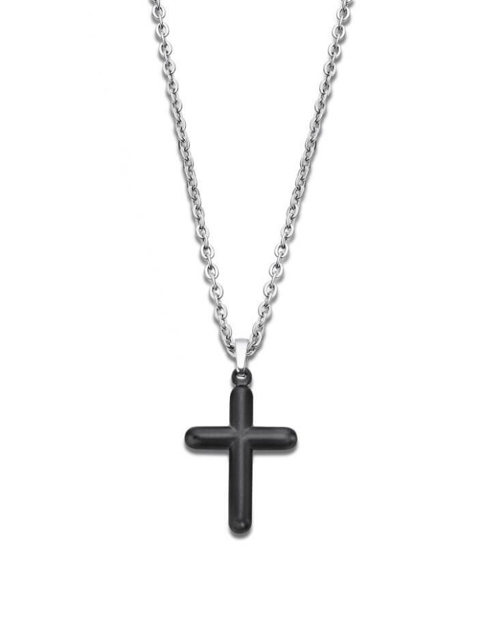 Lotus Style Ocelový náhrdelník s křížkem Men in black LS2217-1/1