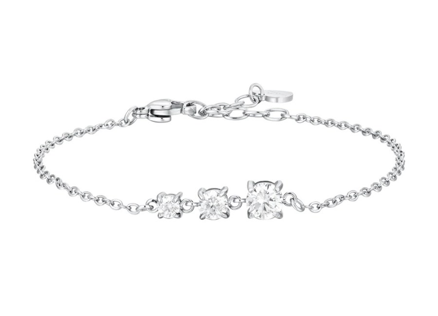 Luca Barra Elegantní ocelový náramek s&nbsp;čirými zirkony BK2815 - Náramky Řetízkové náramky