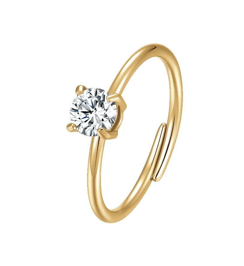 Luca Barra Nastavitelný pozlacený prsten se zirkonem ANK603 - Prsteny Prsteny s&nbsp;kamínkem