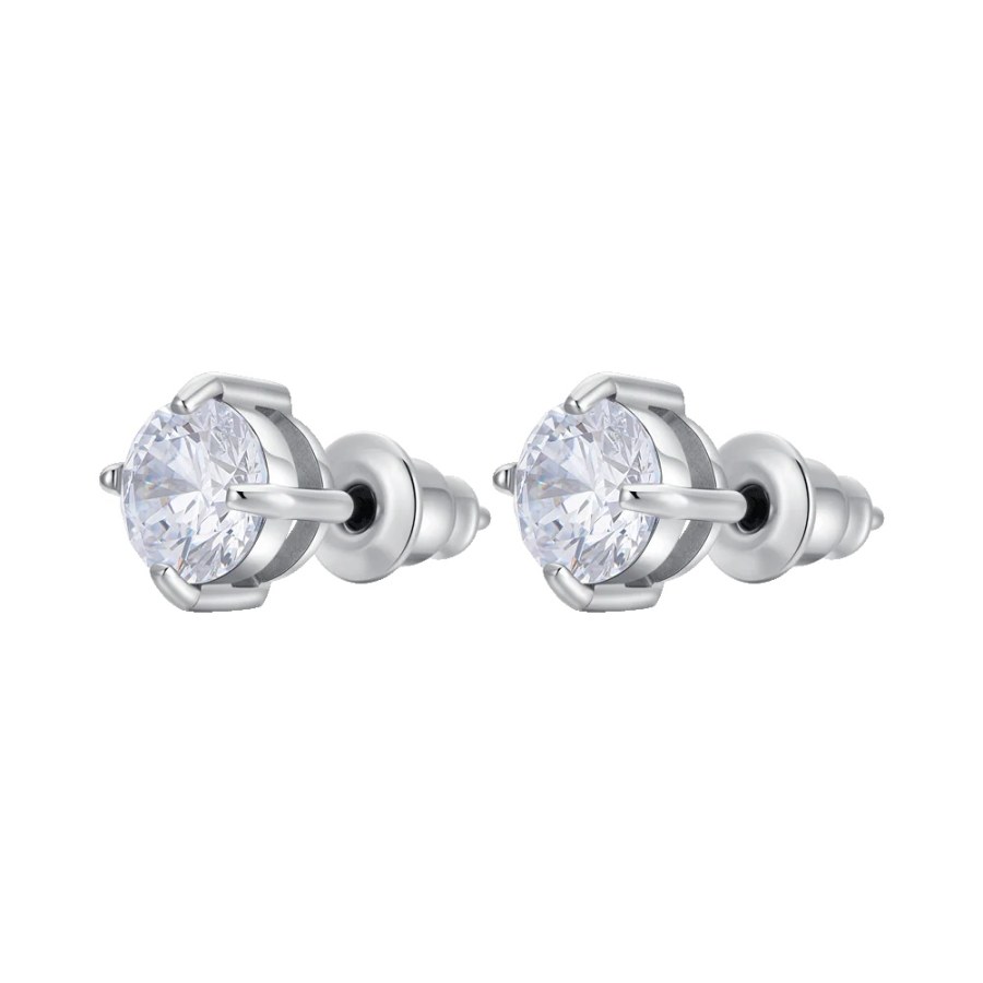 Luca Barra Ocelové pecky s&nbsp;čirým krystalem OK1463 - Náušnice Pecky