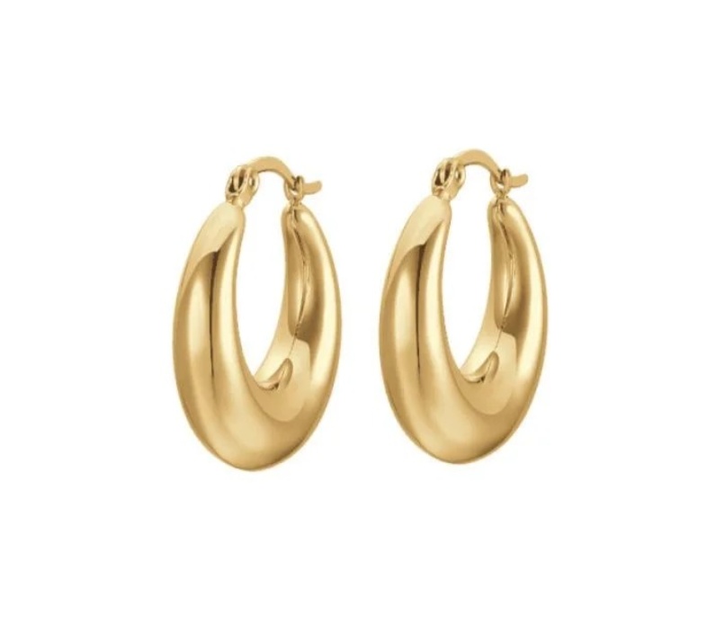 Luca Barra Pozlacené kruhové náušnice z&nbsp;oceli OK1394 - Náušnice Bez kamínků